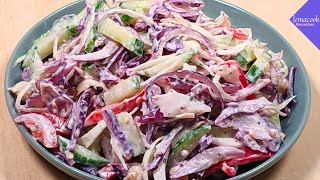 recette de chou blanc  salade de chou blanc et chou rouge concombre 152 [upl. by Oxford126]