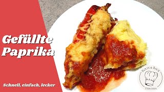 🌶 Gefüllte Paprika 🍅 mit Hackfleisch amp Reisfüllung  Spitzpaprika im Backofen  Einfaches Rezept [upl. by Nere269]