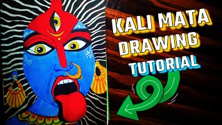 Easy Kali Mata Drawing  Angry Kali Mata Face Drawing  kali Thakur Easy Art [upl. by Animrac]