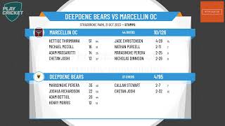 Eastern Cricket Association  Wright Shield  Round 3  Deepdene Bears v Marcellin OC  Day 1 [upl. by Tenrag]