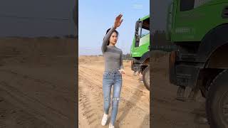 Beautiful truck driver lover girl motivation truckloverz bollywood girldriver automobile truck [upl. by Nivej]