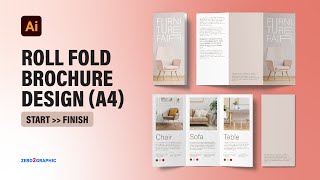 How to Roll Fold Brochure design A4 in Adobe Illustrator CC  Printing Design [upl. by Iggep]