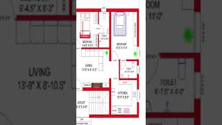 260x253 House plan 2BHK260 By 253 Home plan260 253 House design in Indian styleNORTH FACE [upl. by Fenwick7]