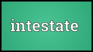 Intestate Meaning [upl. by Nel]