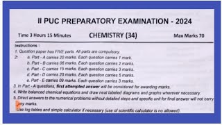 Second PUC ChemistryPreparatory exam question paper 2024Karnatakaclass 12 Chemistry Preparatory [upl. by Catlaina158]