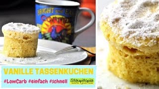 Tassenkuchen Vanille selber machen in der Mikrowelle I OHNE MEHL amp OHNE Zucker I 3 Minuten Kuchen [upl. by Ainslie]