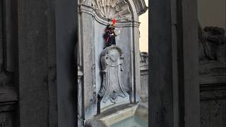 Peeking in Brussels Manneken Pis and His Legendary Stream 😂 brussels funnyvideo funnyshort [upl. by Etteve]