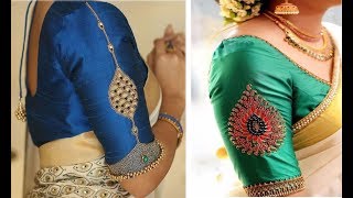 Latest Blouse Designs For Pattu Sarees Images Embroidery Work Blouse Design  Maggam Work  Aari [upl. by Lean]