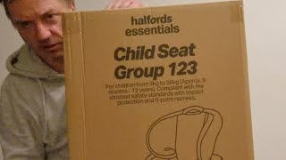 Halfords essential Child Seat Group 123 Unboxing and assembly In 4K [upl. by Aziaf]