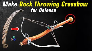 DIY make pallet crossbow from leafspring  Rock throwing crossbow from Renaissance make stone bow [upl. by Kai770]