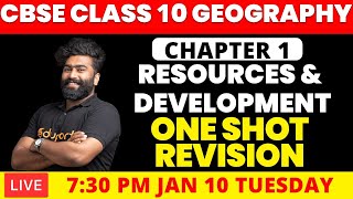 CBSE Class 10 Geography Chapter 1 Resources and Development  Oneshot Revision [upl. by Adaiha]