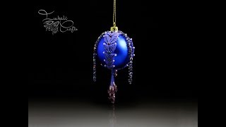 Blue seedbead amp macrame Christmas bauble [upl. by Yllak]