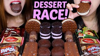 ASMR LEFTOVER DESSERT RACE CHOCOLATE MOCHI ICE CREAM FERRERO HELLO PANDA ICE CREAM SANDWICHES 먹방 [upl. by Aneloaup12]