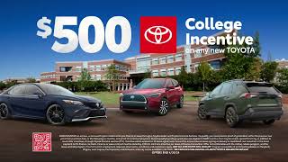 Toyota Celebrates College Graduates  April 2024 Incentives [upl. by Natie]