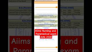 Aiims Paramedical Exam Date 2024  Aiims Nursing Home Exam Date 2024 [upl. by Atiken]