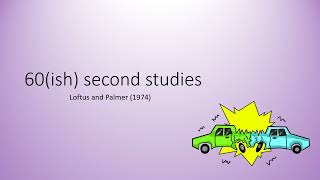 60 ish Second Studies  Loftus and Palmer 1974  OCR A Level Psychology Component 2 Revision [upl. by Atteuqram920]