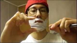 Shaving with Parker Satin Stainless Folding Shavette Razor [upl. by Atikin859]