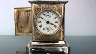 Junghans Museumpiece Musical alarm Carriage Antique Clock Tin Brass [upl. by Nuawd]