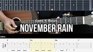 November Rain  Guns N Roses  EASY Guitar Lessons TAB for Beginners  Guitar Tutorial [upl. by Rebel]