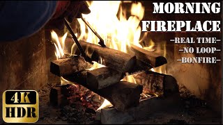 Morning FireplaceRealtime amp No LoopTo fall Asleep Relaxing Deep Sleeping 4K HDR [upl. by Htedirem]