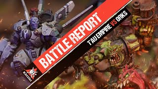 10TH EDITION Tau Empire vs Orks  Warhammer 40k Battle Report [upl. by Akerdna767]