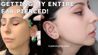 GETTING MY WHOLE EAR PIERCED IN ONE DAY  pain aftercare healing tips [upl. by Hurley]