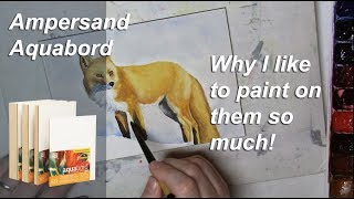 Ampersand Aquabord review and tips  Watercolor fox painting demo [upl. by Yonah991]