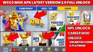 WCC3 MOD APK 20😍  MY CAREER MODE UNLOCK 😱  NPL AUCTION UNLOCK 😍  wcc2 wcc3 nplauction [upl. by Tung]