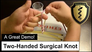 TwoHanded Surgical Square Knot  Stepbystep instructions [upl. by Cassilda]