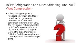 RGPV Refrigeration and air conditioning June 2015Wet Compression [upl. by Neehahs408]