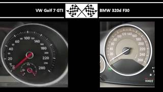 VW Golf 7 GTI VS BMW 320d F30  Acceleration 0100kmh [upl. by Ennayram923]