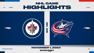 NHL Highlights  Jets vs Blue Jackets  November 1 2024 [upl. by Winton]