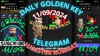 11092024 HAMSTER KOMBAT DAILY GOLDEN KEY 1 GOLDEN KEYS PRIZE TAPGAME AIRDROPS TONCOIN TELEGRAM [upl. by Dorelia957]