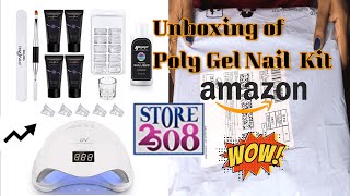 Unboxing of store2508 Poly Gel Nail Kit from AmazonAffordable DIY Permanent Nail Extension Kit [upl. by Breh]