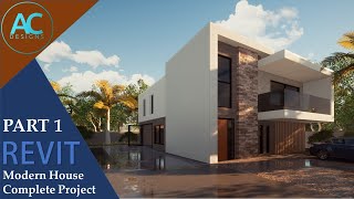 Modern House  Part 1  Complete Step by Step Project  Revit Tutorial [upl. by Winterbottom]