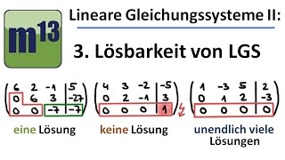 Lösungsmenge Linearer Gleichungssysteme  eine Lösung keine Lösung unendlich viele Lösungen [upl. by Spalla]