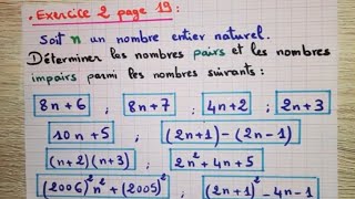 Nombres pairs et impairs exercice 2 page 19 Najah en mathématiques tronc commun [upl. by Wivinia]