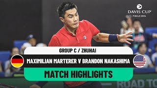 Maximilian Marterer v Brandon Nakashima Highlights  Germany v USA Davis Cup 2024 Finals Group Stage [upl. by Adnirual]