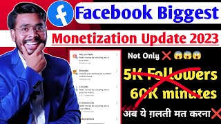 Facebook New Monetization Criteria Update 2023  In Stream Ads Monetization Facebook [upl. by Akimad]