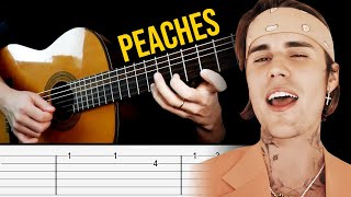 PEACHES  Guitar Tutorial Tabs and Chords  Justin Bieber Daniel Caesar Giveon [upl. by Ecinreb217]