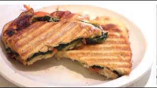 How to make panini sandwich with mozzarella tomatos basil [upl. by Mezoff22]