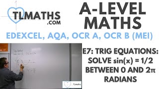 ALevel Maths E702 Trig Equations Solve sinx  12 between 0 and 2π radians [upl. by Dolphin]