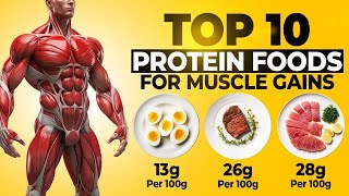 Top 10 HIGH PROTEIN Foods for Building Muscles [upl. by Anoerb]