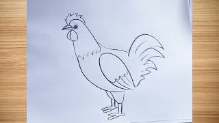 how to draw rooster drawing easy step by stepDrawingTalent [upl. by Anilag]