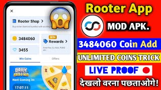 rooter mod apk unlimited coins  Rooter App Se Coin Kaise Kamaye  rooter unlimited coin trick 2022 [upl. by Karmen]