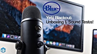 Blue Yeti Blackout Edition USB Microphone Unboxing  Sound Tests [upl. by Megdal]