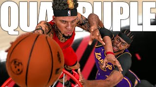 NBA 2K24 MyCAREER  QUADRUPLE DOUBLE CONTACT DUNK ON ANTHONY DAVIS [upl. by Anev]