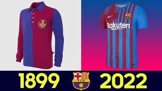 Evolucion de Las Camisetas del Barcelona  Todas as camisas de futebol do FC Barcelona na história [upl. by Alyahs]