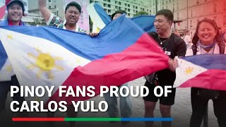 Pinoys in Paris celebrate Carlos Yulos historic gold  ABSCBN News [upl. by Yatnuahs125]