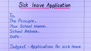 Write sick leave application to principal  Sick leave application class 10th [upl. by Afatsom]